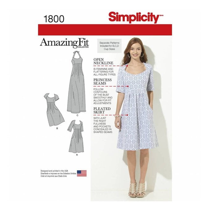 Simplicity AmazingFit Dress Sewing Pattern 1800 (20-28) image number 1