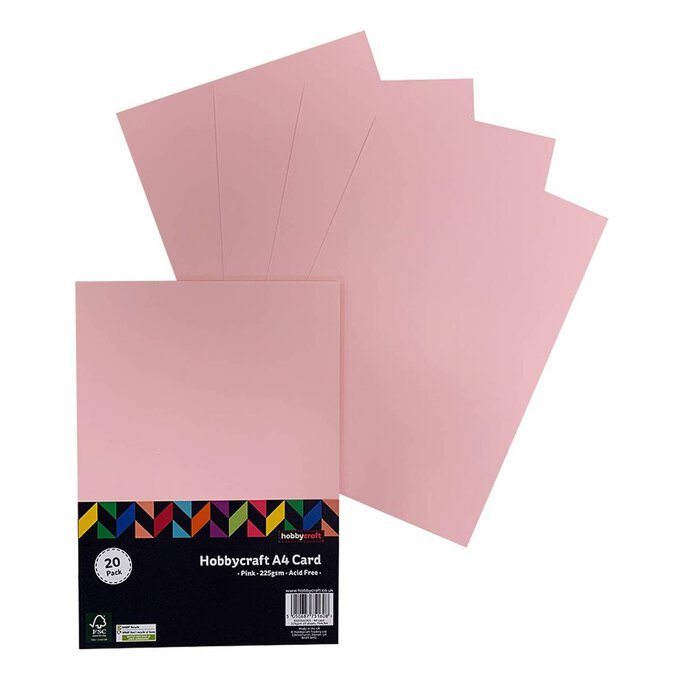 Pink Card A4 20 Pack Hobbycraft