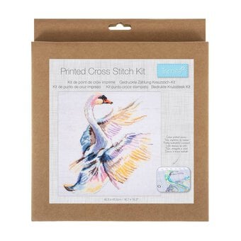 Trimits Large Swan Printed Cross Stitch Kit