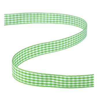Lime Gingham Ribbon 15mm x 4m