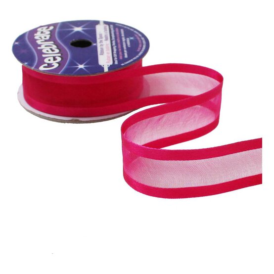 Hot Pink Organza Satin-Edged Ribbon 20mm x 4m image number 2