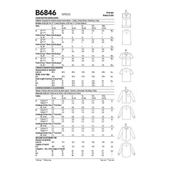 Butterick Unisex Shirts  Sewing Pattern B6846 (XM S-L)