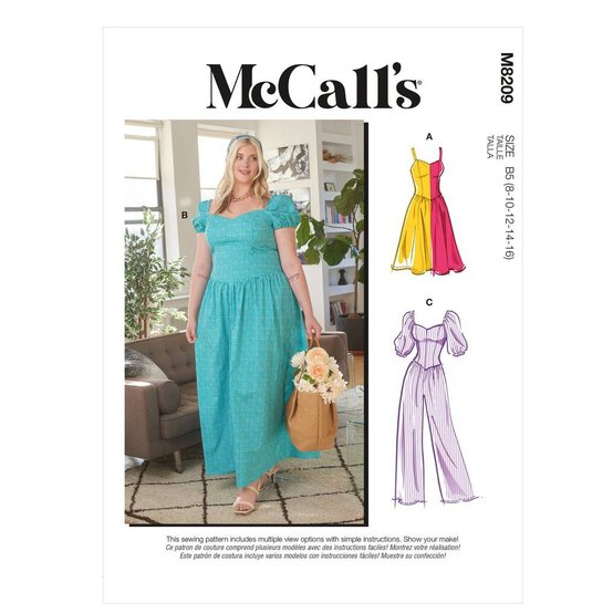 McCall's Women's Dress and Jumpsuit Sewing Pattern M8209 (KK 26W-32W) image number 1