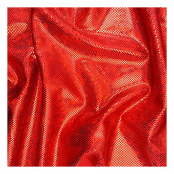 Red Holo Foil Nylon Spandex Fabric by the Metre