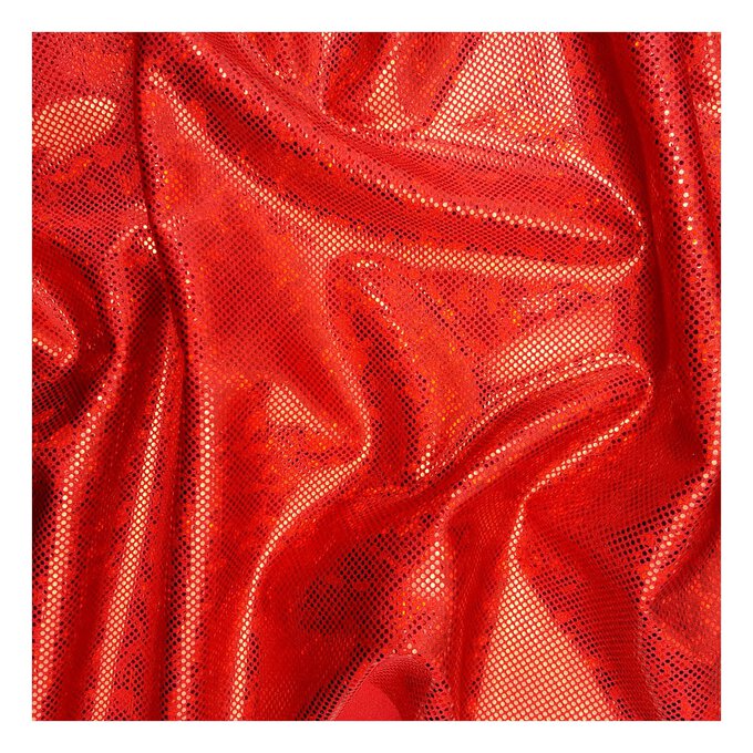Red Holo Foil Nylon Spandex Fabric by the Metre image number 1