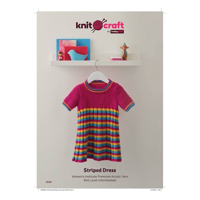 Knitcraft Kids' Striped Dress Pattern 0149 image number 1