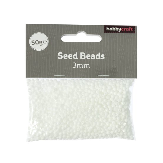 White Opaque Seed Beads 3mm 50g  image number 2