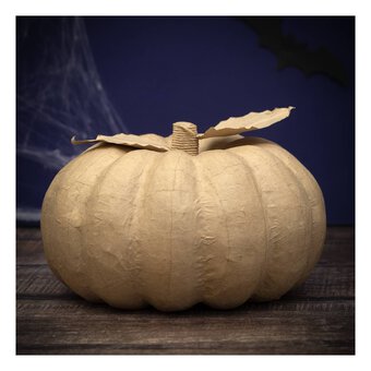 Mache Pumpkin with Leaves 26cm