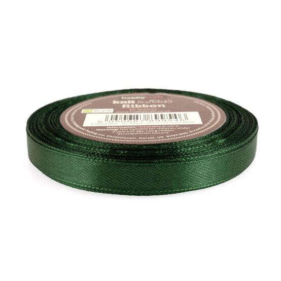 Forest Green Satin Ribbon 9mm x 15m image number 1