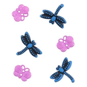Trimits Butterfly and Dragonfly Craft Buttons 6 Pieces