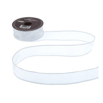 White Wire Edge Organza Ribbon 25mm x 3m image number 2