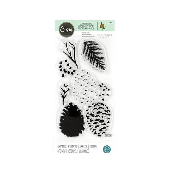 Sizzix Pine Branch Layered Stamp Set 8 Pieces image number 1