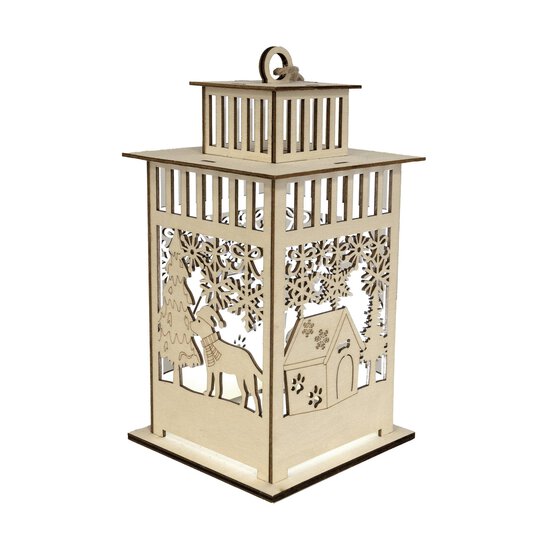 Wooden Christmas Lantern Decoration 24cm image number 2