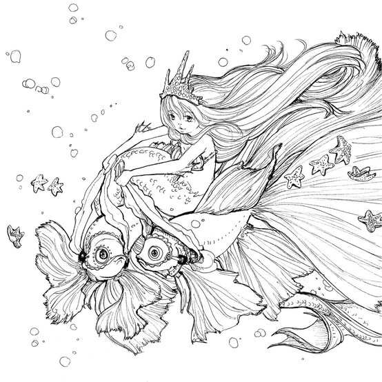 FREE Download- Manga Mermaid Colouring Page image number 1