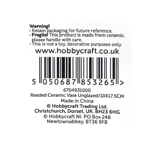 Ceramic Reeded Vase 10cm x 17.5cm image number 5