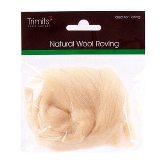 Trimits Cream Natural Wool Roving 10g