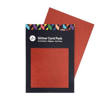 Red Glitter Card A4 16 Pack
