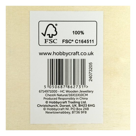 Wooden Jewellery Chest 16cm x 11cm x 10cm image number 5