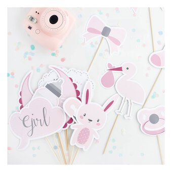 Pink Baby Shower Photo Booth Props 13 Pack
