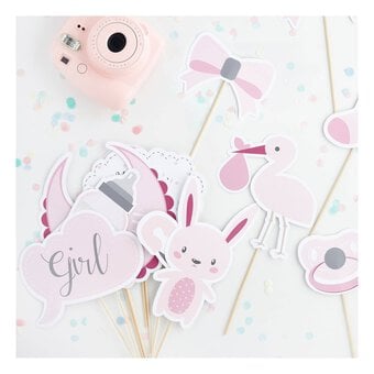 Pink Baby Shower Photo Booth Props 13 Pack image number 2