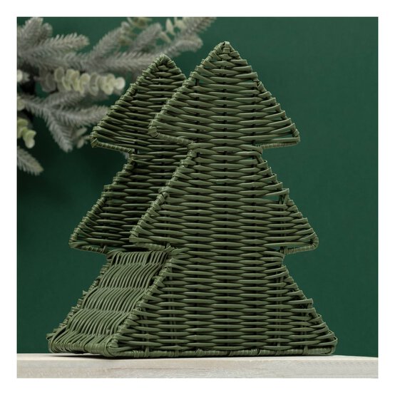 Green Tree Wicker Basket 31cm  image number 1