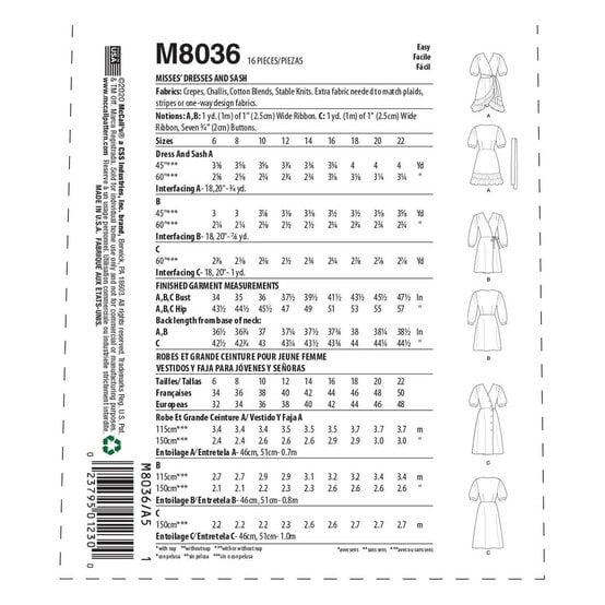 McCall&rsquo;s Sasha Dress Sewing Pattern M8036 (6-14) image number 2