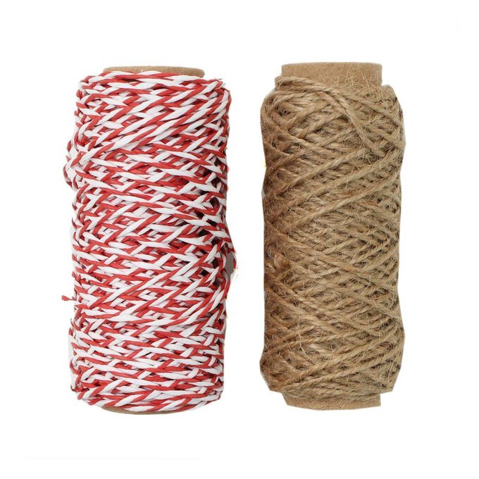 Red and Natural Twine 20m 2 Pack Hobbycraft