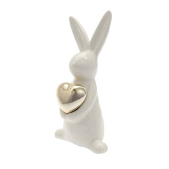 Glazed Rabbit with a Gold Heart 12cm 