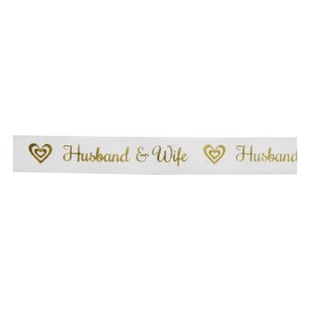 Gold Husband and Wife Satin Ribbon 15mm x 5m image number 2