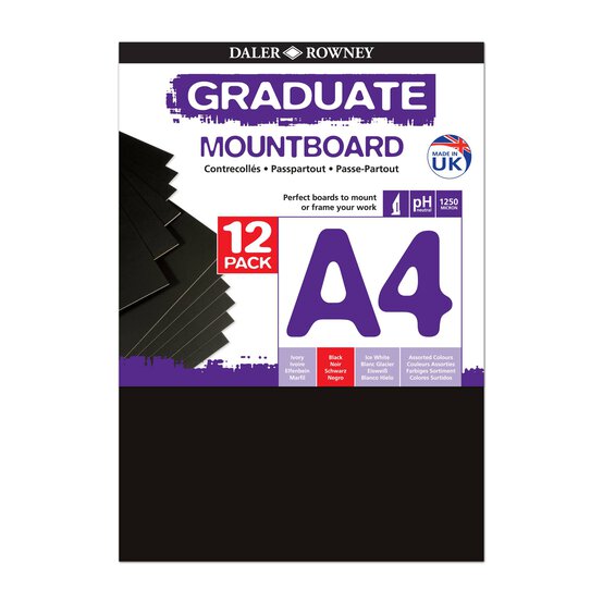 Daler-Rowney Graduate Black Cream Core Mountboard A4 12 Pack image number 1
