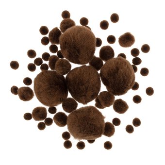 Dark Brown Pom Poms 60 Pack