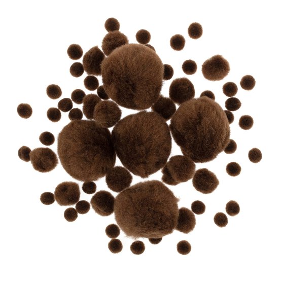 Dark Brown Pom Poms 60 Pack image number 1