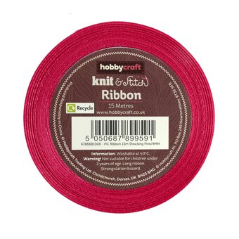 Shocking Pink Satin Ribbon 9mm x 15m