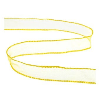 Yellow Wire Edge Organza Ribbon 25mm x 3m