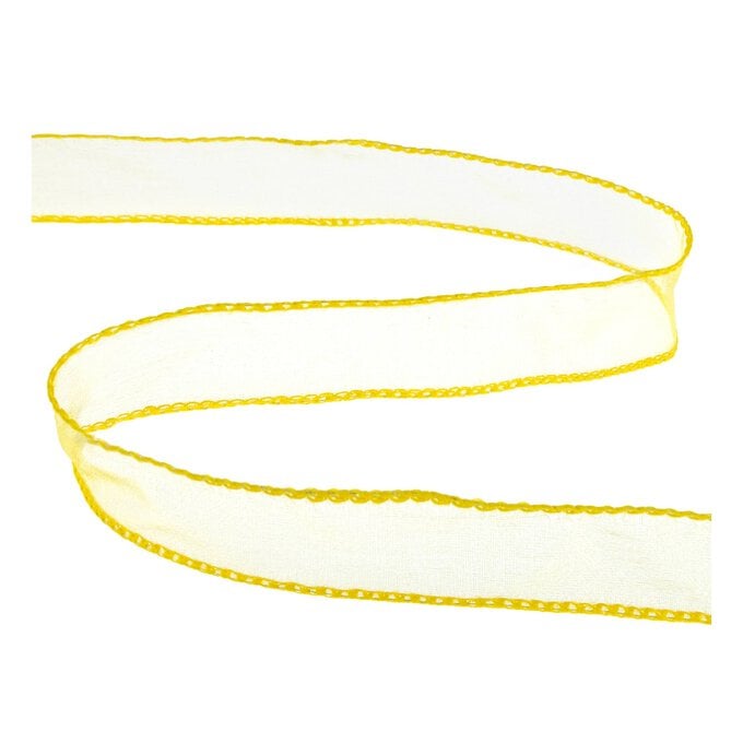 Yellow Wire Edge Organza Ribbon 25mm x 3m image number 1
