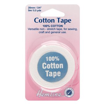 Hemline White Cotton Tape 20mm x 5m