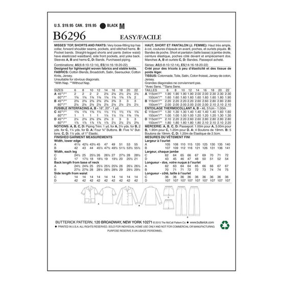 Butterick Women’s Sleepwear Sewing Pattern B6296 (6-14) image number 2