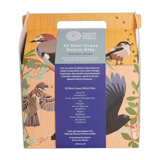 Natural History Museum Garden Birds Mini Cross Stitch Kit 12 Pack  image number 4