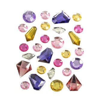 Bright Assorted Adhesive Gems 28 Pack