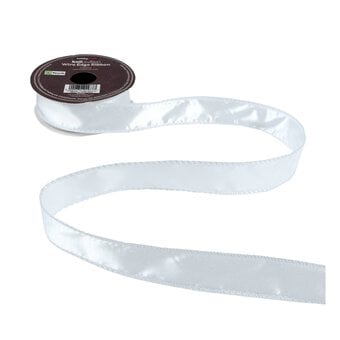 White Wire Edge Satin Ribbon 25mm x 3m image number 2