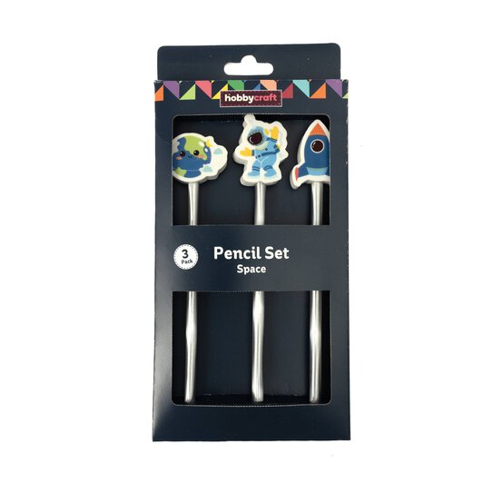 Space Pencils with Erasers 3 Pack image number 4