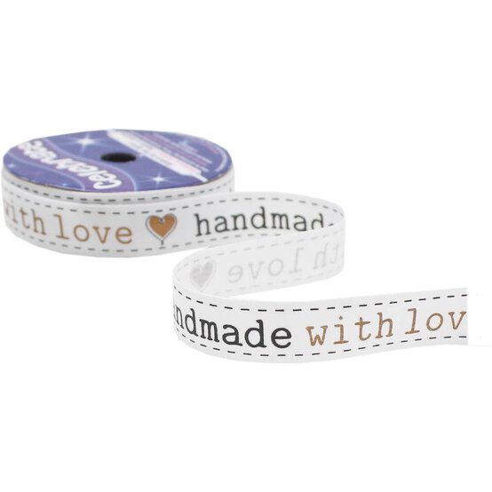 Gold Handmade with Love Satin Ribbon 12mm x 4m image number 3