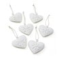 White Metal Heart Hanging Decoration 6 Pack image number 1