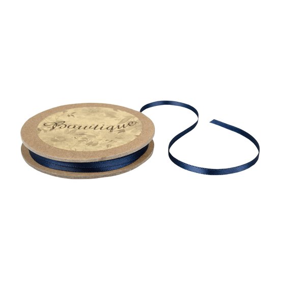 Navy Blue Double-Faced Satin Ribbon 3mm x 5m image number 1