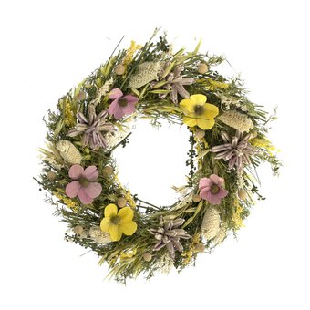 Pink and Yellow Dried Flower Wreath 25cm