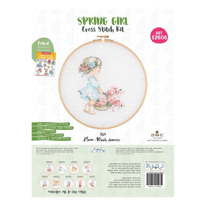 Spring Girl Cross Stitch Kit with Hoop 10 Inches image number 1