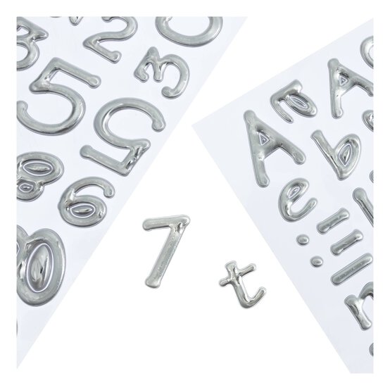 Silver Metallic Puffy Alphabet Stickers 116 Pieces image number 3