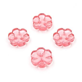 Hemline Hot Pink Novelty Flower Button 4 Pack