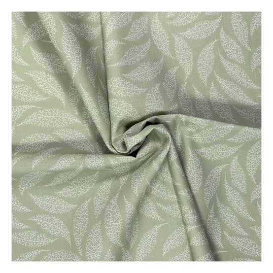 V&A Pressed in Time Green Leaves Cotton Fabric by the Metre image number 1