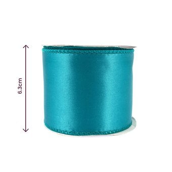 Teal Wire Edge Satin Ribbon 63mm x 3m image number 3